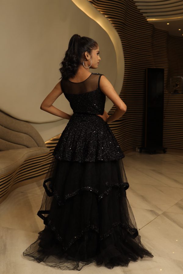 Black Glittered Long Gown